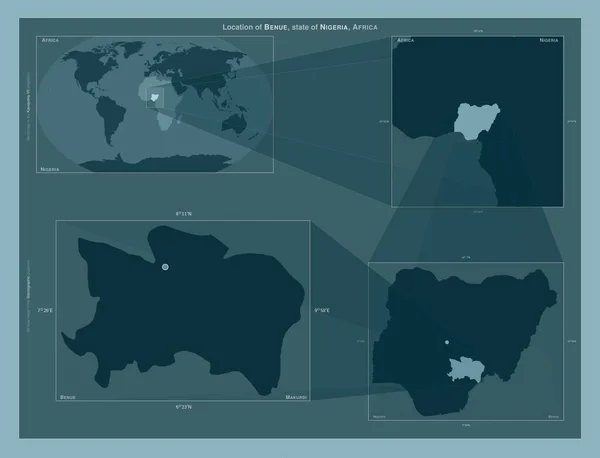 Бенуе Штат Нігерія Діаграма Показує Розташування Регіону Мапах Великого Масштабу — стокове фото