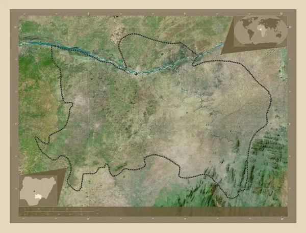 ベニュー ナイジェリアの状態 高解像度衛星地図 コーナー補助位置図 — ストック写真