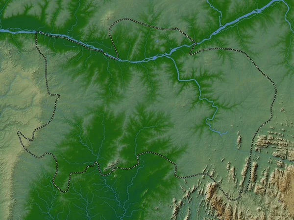 Бенуе Штат Нігерія Кольорові Карти Висот Озерами Річками — стокове фото