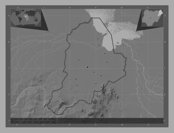 Borno Stato Della Nigeria Mappa Dell Elevazione Bilivello Con Laghi — Foto Stock