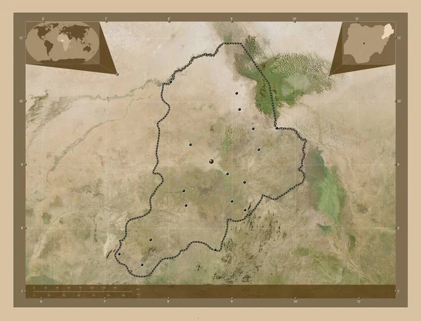 Борно Штат Нигерия Карта Спутника Низкого Разрешения Места Расположения Крупных — стоковое фото