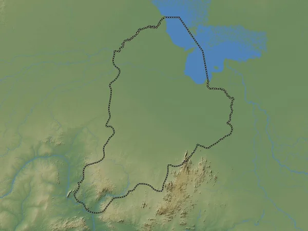 stock image Borno, state of Nigeria. Colored elevation map with lakes and rivers