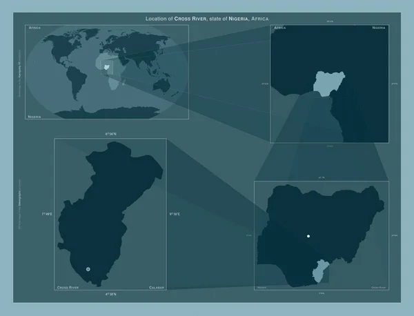 Cross River Nijerya Eyaleti Büyük Ölçekli Haritalarda Bölgenin Yerini Gösteren — Stok fotoğraf