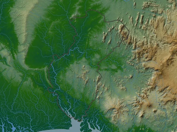 Кросс Ривер Штат Нигерия Цветная Карта Высот Озерами Реками — стоковое фото