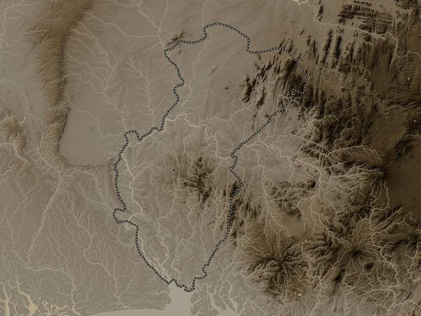 Ποταμός Κρος Πολιτεία Της Νιγηρίας Υψόμετρο Χάρτη Χρωματισμένο Τόνους Σέπια — Φωτογραφία Αρχείου