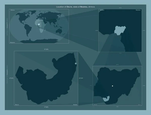 Delta Estado Nigeria Diagrama Que Muestra Ubicación Región Mapas Gran — Foto de Stock