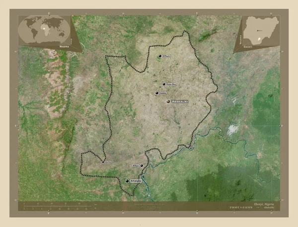 Ebonyi État Nigeria Carte Satellite Haute Résolution Emplacements Noms Des — Photo