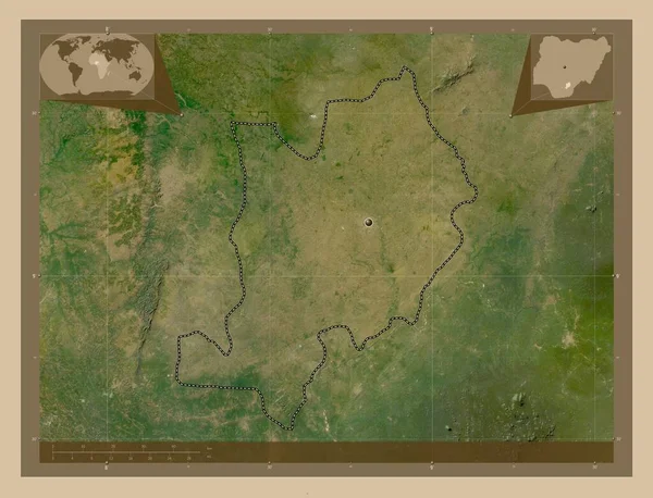 Ebonyi 尼日利亚州 低分辨率卫星地图 角辅助位置图 — 图库照片