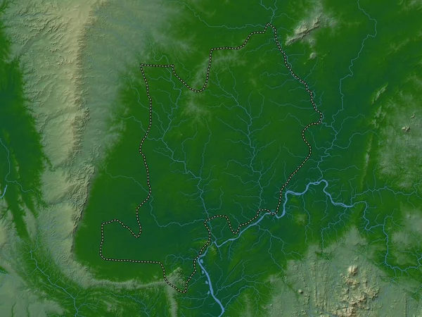 Эбони Штат Нигерия Цветная Карта Высот Озерами Реками — стоковое фото