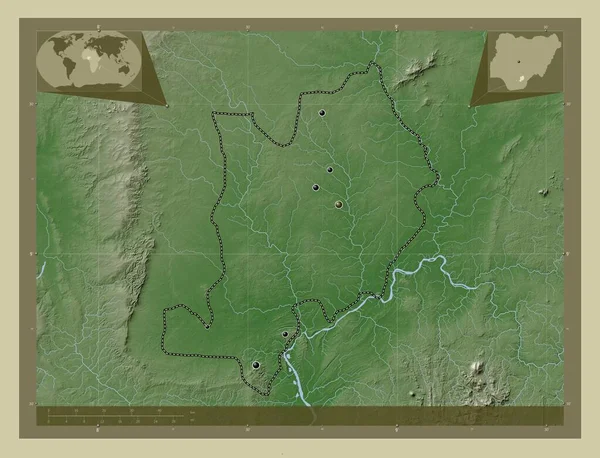 Эбони Штат Нигерия Карта Высоты Окрашенная Вики Стиле Озерами Реками — стоковое фото