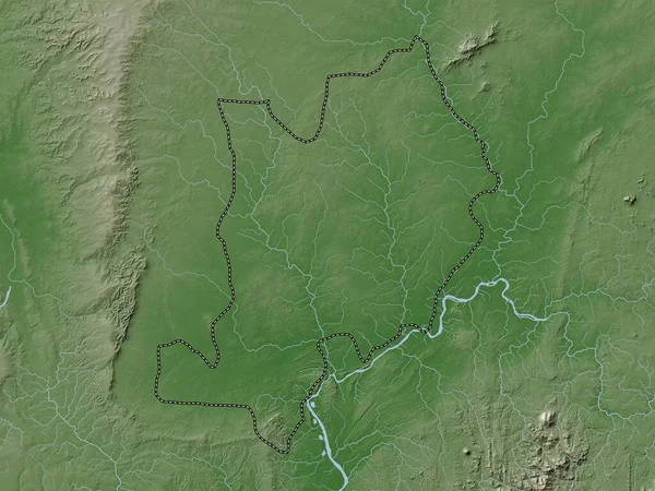 エボニ ナイジェリアの州 湖や川とWikiスタイルで着色された標高マップ — ストック写真