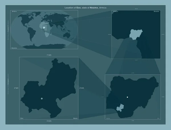 Edo Nijerya Eyaleti Büyük Ölçekli Haritalarda Bölgenin Yerini Gösteren Diyagram — Stok fotoğraf