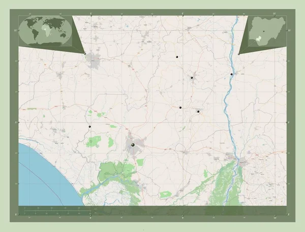 Edo Stan Nigeria Otwórz Mapę Ulic Lokalizacje Dużych Miast Regionu — Zdjęcie stockowe
