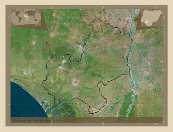 Edo Estado Nigéria Mapa Satélite Alta Resolução Mapa Localização Auxiliar — Fotografia de Stock