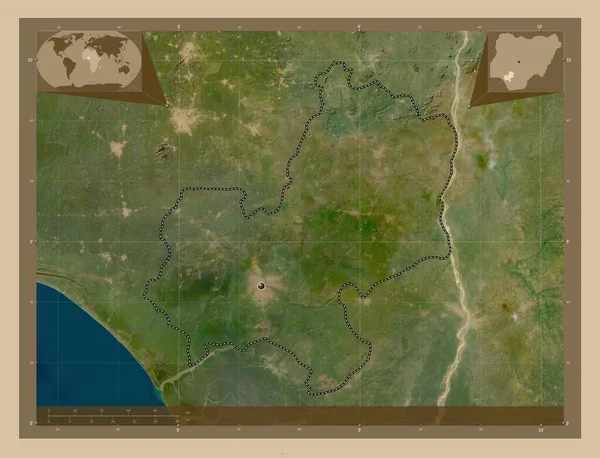 Έντο Πολιτεία Της Νιγηρίας Δορυφορικός Χάρτης Χαμηλής Ανάλυσης Γωνιακοί Χάρτες — Φωτογραφία Αρχείου