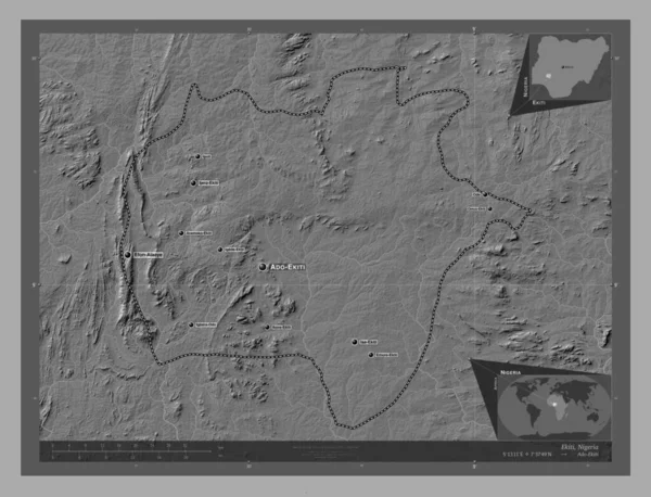 Екіті Штат Нігерія Білевелівська Карта Висот Озерами Річками Місця Розташування — стокове фото