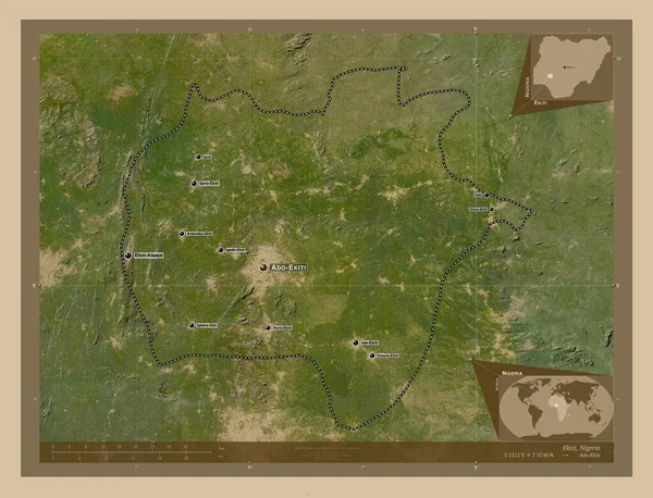Ekiti Stato Della Nigeria Mappa Satellitare Bassa Risoluzione Località Nomi — Foto Stock