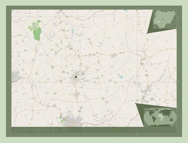 Ekiti Штат Нигерия Карта Улиц Вспомогательные Карты Расположения Углов — стоковое фото