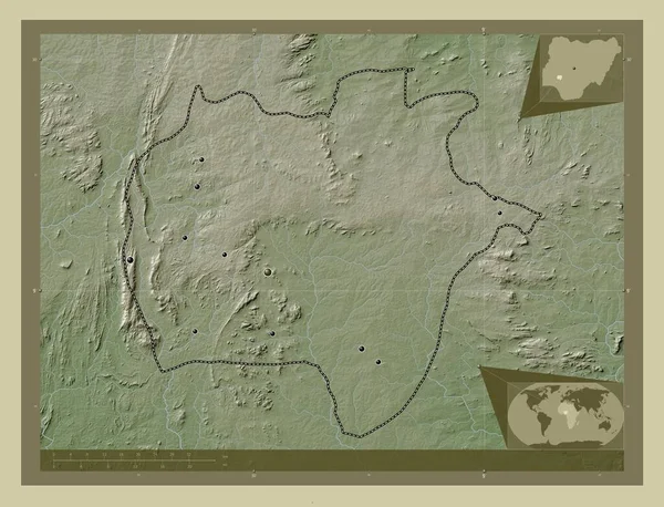 Εκίτι Πολιτεία Της Νιγηρίας Υψόμετρο Χάρτη Χρωματισμένο Στυλ Wiki Λίμνες — Φωτογραφία Αρχείου