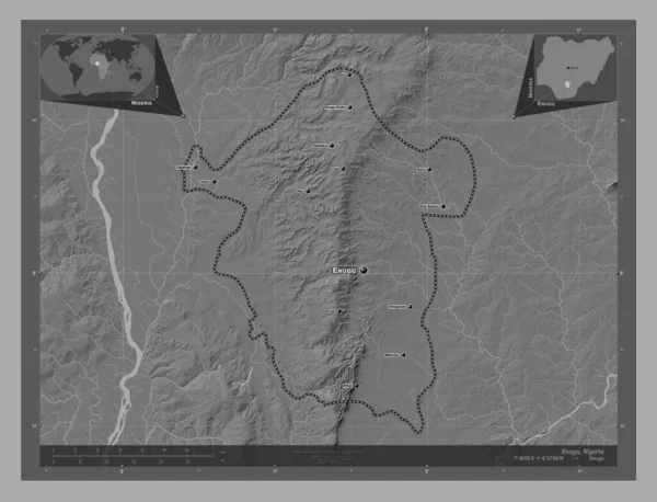 Енугу Штат Нігерія Білевелівська Карта Висот Озерами Річками Місця Розташування — стокове фото