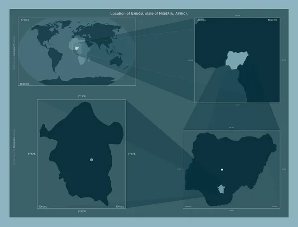 Enugu Nijerya Eyaleti Büyük Ölçekli Haritalarda Bölgenin Yerini Gösteren Diyagram — Stok fotoğraf