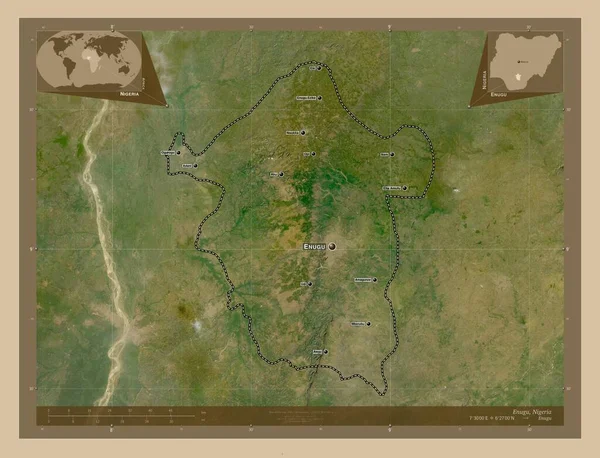 Ενούγκου Πολιτεία Της Νιγηρίας Δορυφορικός Χάρτης Χαμηλής Ανάλυσης Τοποθεσίες Και — Φωτογραφία Αρχείου