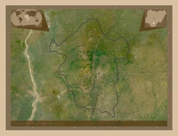 埃努古 尼日利亚州 低分辨率卫星地图 角辅助位置图 — 图库照片