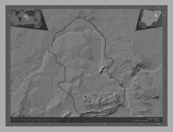 Гомбе Штат Нігерія Білевелівська Карта Висот Озерами Річками Місця Розташування — стокове фото