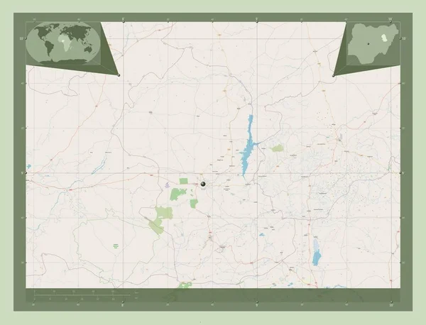 Гомбе Штат Нигерия Карта Улиц Вспомогательные Карты Расположения Углов — стоковое фото