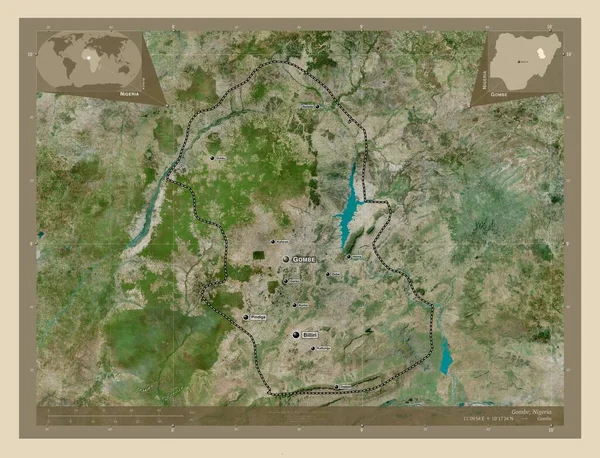 Гомбе Штат Нигерия Спутниковая Карта Высокого Разрешения Места Названия Крупных — стоковое фото