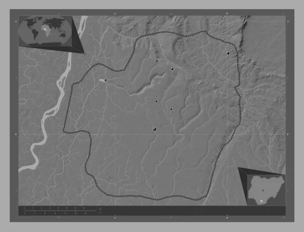 Імо Штат Нігерія Білевелівська Карта Висот Озерами Річками Розташування Великих — стокове фото