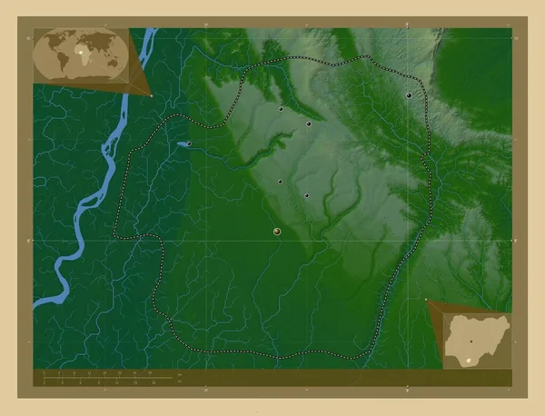 Імо Штат Нігерія Кольорові Карти Висот Озерами Річками Розташування Великих — стокове фото