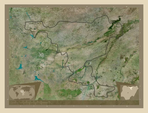 Τζιγκάουα Πολιτεία Της Νιγηρίας Υψηλής Ανάλυσης Δορυφορικός Χάρτης Γωνιακοί Χάρτες — Φωτογραφία Αρχείου