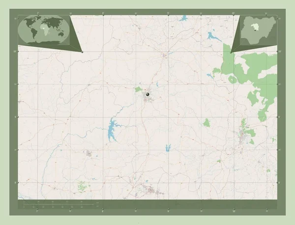 Кадуна Штат Нигерия Карта Улиц Вспомогательные Карты Расположения Углов — стоковое фото