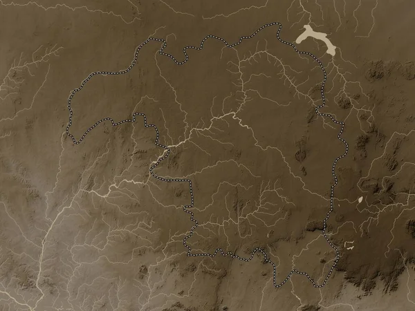 Кадуна Штат Нигерия Карта Высот Окрашенная Сепиевые Тона Озерами Реками — стоковое фото