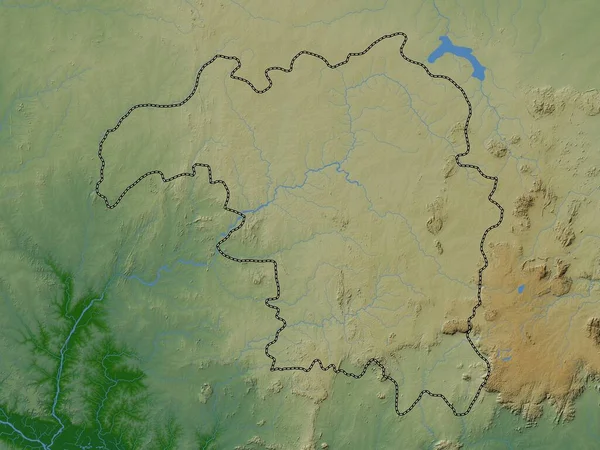 Kaduna Delstaten Nigeria Färgad Höjdkarta Med Sjöar Och Floder — Stockfoto