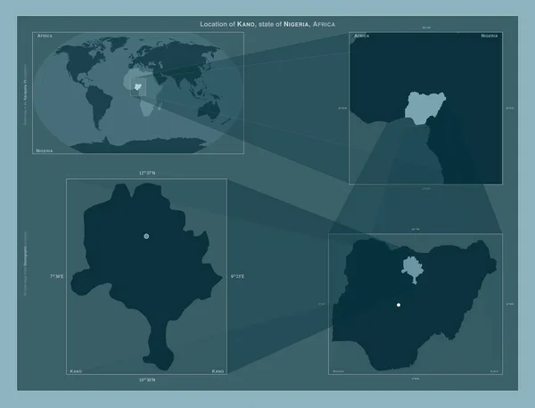 Kano Nijerya Eyaleti Büyük Ölçekli Haritalarda Bölgenin Yerini Gösteren Diyagram — Stok fotoğraf