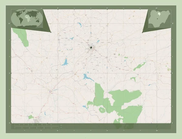 Кано Штат Нігерія Відкрита Карта Вулиць Кутові Допоміжні Карти Місцезнаходження — стокове фото