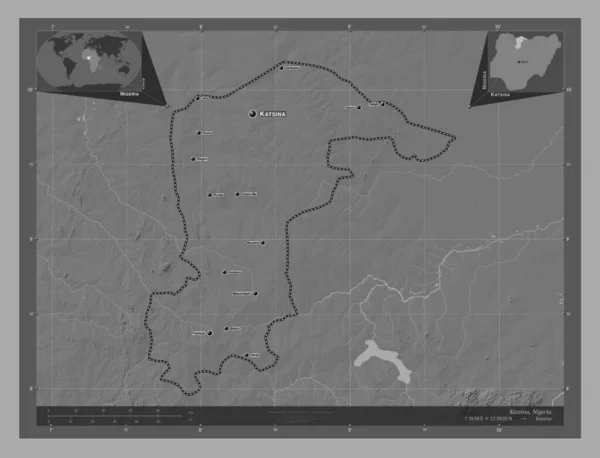 Katsina Estado Nigeria Mapa Elevación Bilevel Con Lagos Ríos Ubicaciones —  Fotos de Stock