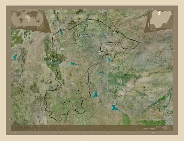 Κατσίνα Πολιτεία Της Νιγηρίας Υψηλής Ανάλυσης Δορυφορικός Χάρτης Τοποθεσίες Και — Φωτογραφία Αρχείου