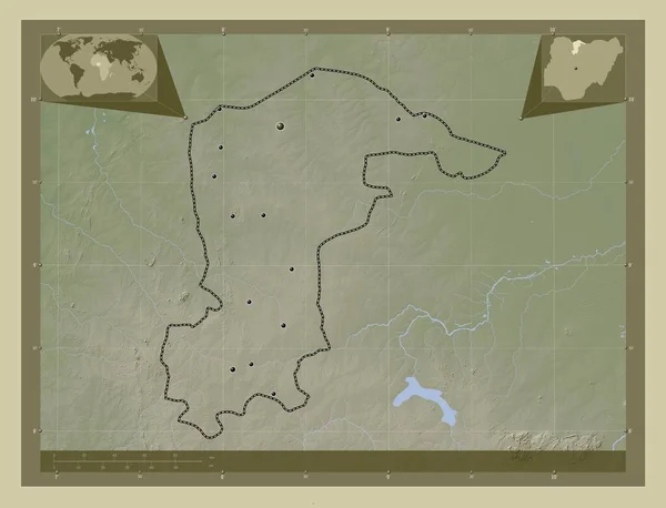 Катсіна Штат Нігерія Висота Карти Забарвлена Вікі Стилі Озерами Річками — стокове фото