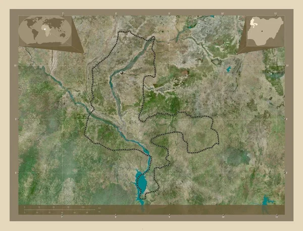 Kebbi Nijerya Eyaleti Yüksek Çözünürlüklü Uydu Köşedeki Yedek Konum Haritaları — Stok fotoğraf