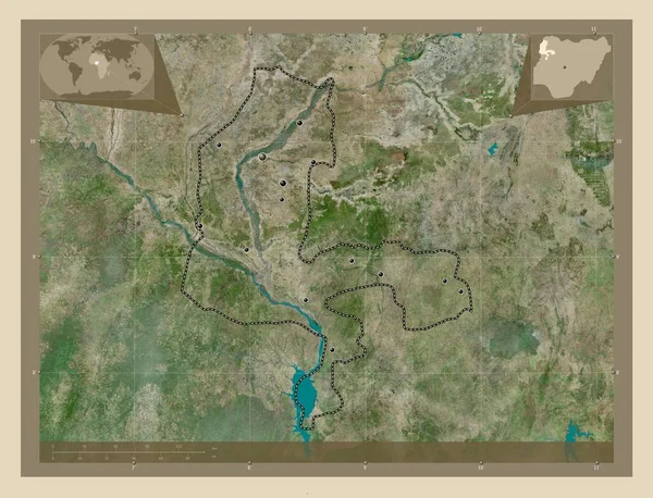 Kebbi Πολιτεία Της Νιγηρίας Υψηλής Ανάλυσης Δορυφορικός Χάρτης Τοποθεσίες Μεγάλων — Φωτογραφία Αρχείου