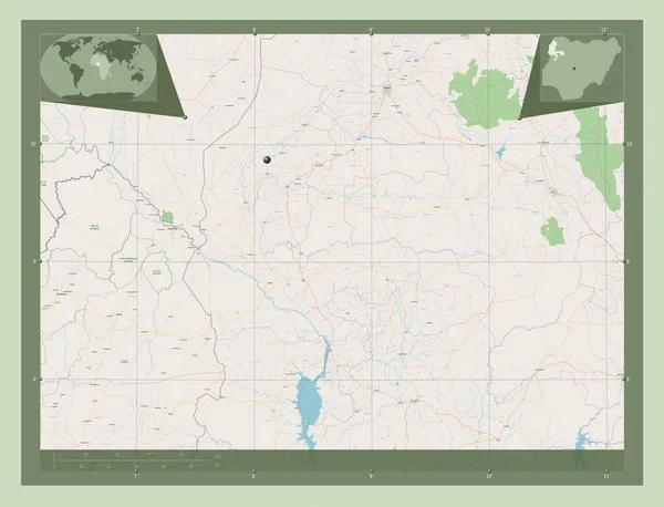 Кебби Штат Нигерия Карта Улиц Вспомогательные Карты Расположения Углов — стоковое фото
