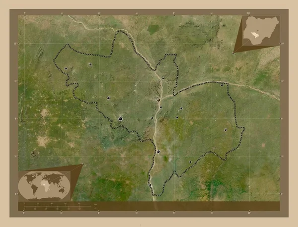 Kogi Πολιτεία Της Νιγηρίας Δορυφορικός Χάρτης Χαμηλής Ανάλυσης Τοποθεσίες Μεγάλων — Φωτογραφία Αρχείου