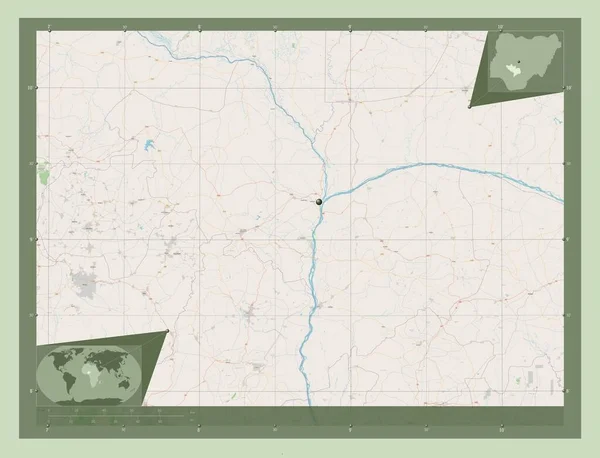 Коги Штат Нигерия Карта Улиц Вспомогательные Карты Расположения Углов — стоковое фото