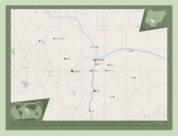 Коги Штат Нигерия Карта Улиц Места Названия Крупных Городов Области — стоковое фото