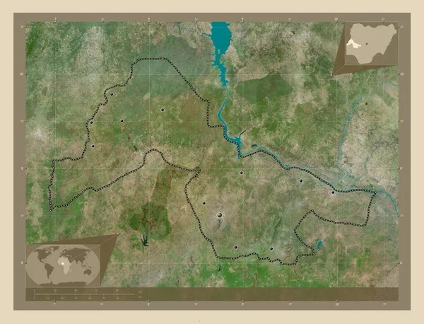 Kwara Estado Nigéria Mapa Satélite Alta Resolução Locais Das Principais — Fotografia de Stock