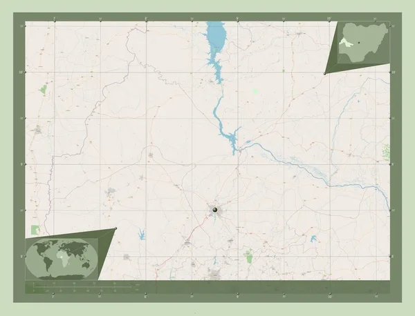 Квара Штат Нігерія Відкрита Карта Вулиць Кутові Допоміжні Карти Місцезнаходження — стокове фото