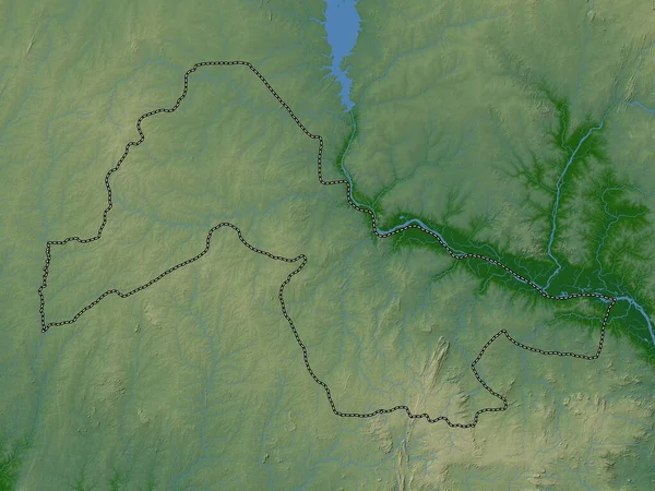 Kwara 尼日利亚州 带有湖泊和河流的彩色高程图 — 图库照片